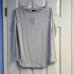 Ann Taylor Tunic Top Houndstooth Boatneck  NWT